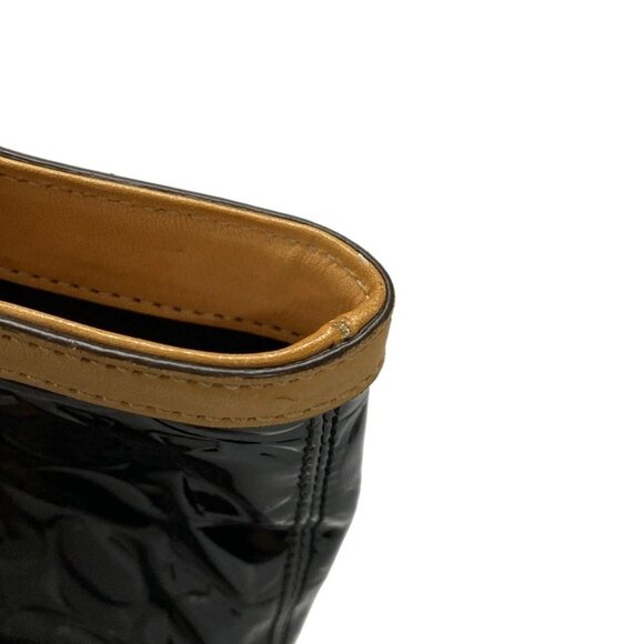 Auth COACH Peyton Embossed Signature Patent Top Handle Tote F48166 Black Leather - Picture 5 of 10